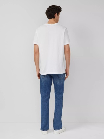 Blugi barbati Mauro cu talie medie, croiala Regular Fit, Tapered Leg, Albastru deschis - Img 6