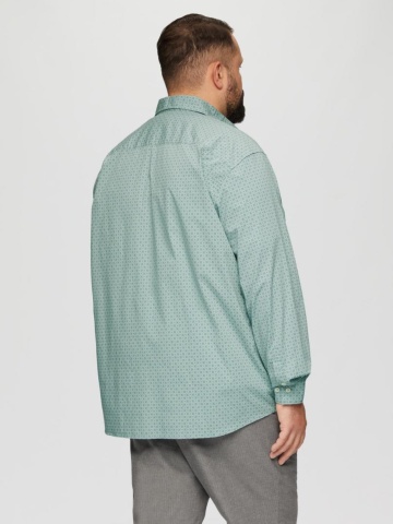 Camasa barbati big sizes, cu maneca lunga si imprimeu floral, Slim Fit, Verde deschis - Img 2