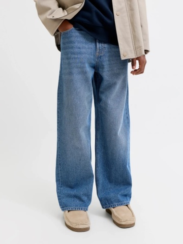 Jack & Jones Blugi baieti, DAVE, cu talie inalta si croiala Baggy Fit, Albastru inchis