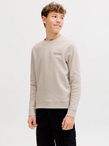 Jack & Jones Bluza baieti, Relaxed fit, cu decolteu la baza gatului, Bej