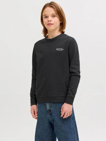 Jack & Jones Bluza baieti, Relaxed fit, cu decolteu la baza gatului, Negru