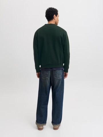 Jack & Jones Bluza barbati, simpla cu decolteu la baza gatului, JJEBRADLEY, Verde inchis - Img 7