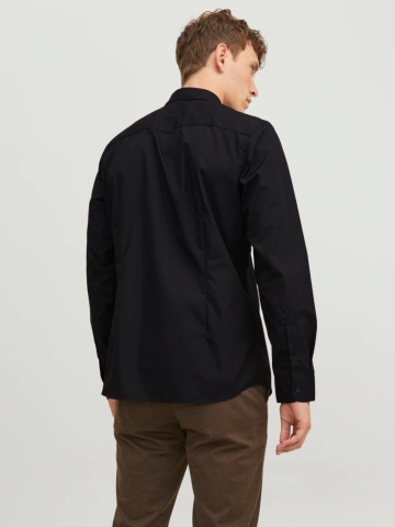 Jack & Jones Camasa barbati, din amestec de bumbac, Slim Fit, Negru - Img 2