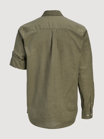 Jack & Jones Camasa barbati, Regular fit, Henry, din bumbac, Olive - Img 9