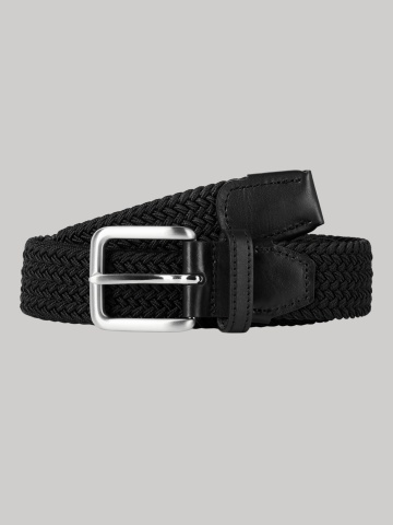 Jack & Jones Curea impletita, barbati, catarama cu stift, Negru - Img 2