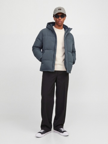 Jack & Jones Geaca barbati, PUFFER, cu gluga, JJESOHO, Gri albastrui - Img 3