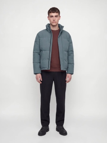 Jack & Jones Geaca barbati, PUFFER, cu guler inalt, JJESOHO, Gri albastrui - Img 4