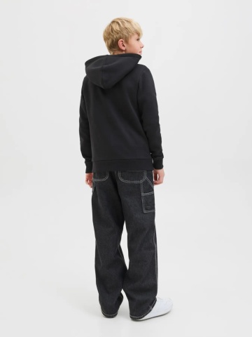 Jack & Jones Hanorac baieti cu imprimeu cu logo si buzunar tip marsupiu, Negru - Img 7