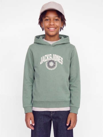 Jack & Jones Hanorac baieti, Regular Fit, fara buzunare, cu imprimeu cu logo, JJCOLLEGEY, Verde