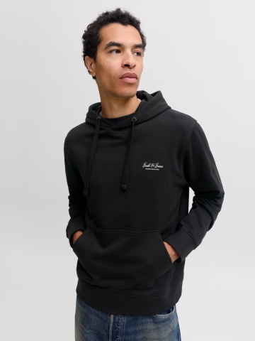 Jack & Jones Hanorac barbati, cu buzunar tip marsupiu, Relaxed Fit, JJEARCHIVE, Negru - Img 3