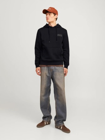 Jack & Jones Hanorac barbati fara fermoar, cu logo, Negru - Img 5