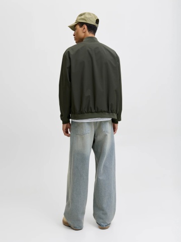 Jack & Jones, Jacheta bomber, barbati, cu buzunare oblice fara fermoar, Verde inchis - Img 2