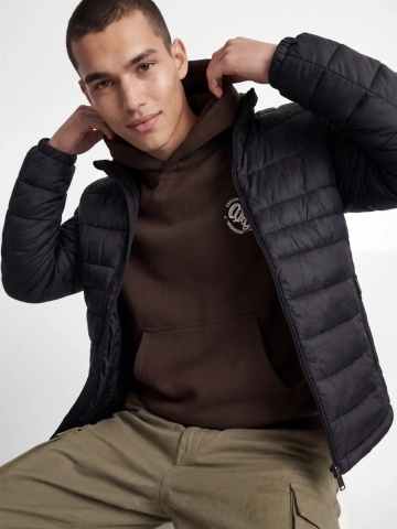 Jack & Jones Jacheta matlasata, barbati, fara gluga, Regular fit, JJEKINGSLEY, Negru - Img 3