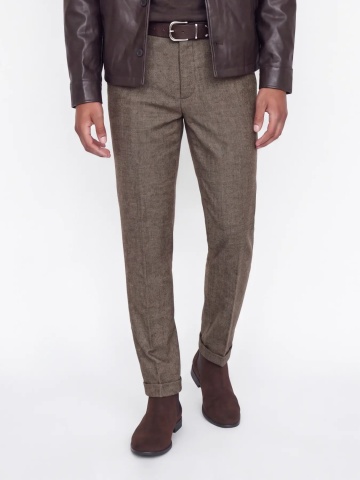 Jack & Jones Pantaloni chino, barbati, cu talie medie, Regular Fit, JPSTOLLIE, Maro inchis