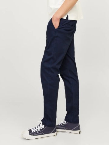 Jack & Jones Pantaloni chino barbati, Dave, croiala Slim fit, Bleumarin inchis - Img 3