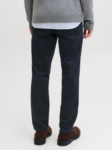 Jack & Jones, Pantaloni chino, barbati, Jpstollie Vance, Regular Fit, cu talie medie, Bleumarin inchis - Img 2