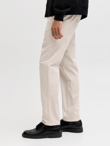 Jack & Jones, Pantaloni chino, barbati, Jpstollie Vance, Regular Fit, cu talie medie, Crem - Img 3