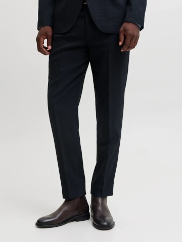Jack & Jones Pantaloni costum barbati, din amestec de lana, cu talia medie, Slim fit, JPRSOLARIS, Bleumarin inchis