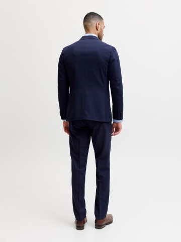 Jack & Jones Pantaloni costum barbati, JPRFRANCO, cu croiala Super Slim fit, Bleumarin inchis - Img 6