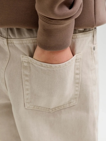 Jack & Jones Pantaloni scurti de blug baieti, cu talie medie, Relaxed fit, Bej - Img 2