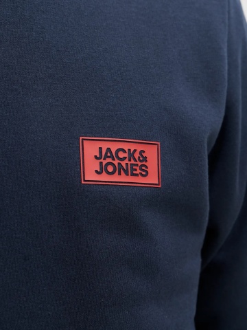Jack & Jones Plus Bluza barbati big sizes, din amestec de bumbac, JJRUSH, Bleumarin inchis - Img 9