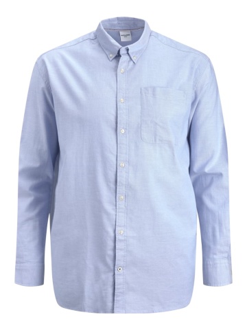 Jack & Jones Plus Camasa casual barbati big sizes, din bumbac organic, Albastru - Img 8