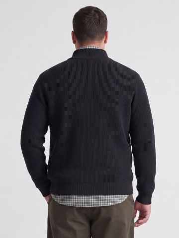 Jack & Jones Plus Cardigan tricotat barbati big sizes cu guler inalt, Regular Fit, JJEPERFECT, Negru - Img 2