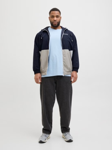 Jack & Jones Plus Jacheta bomber cu gluga, barbati big sizes, JJERUSH, Bleumarin inchis/Gri - Img 6