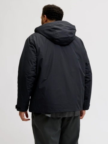 Jack & Jones Plus Jacheta de tranzitie, barbati big size, cu gluga si croiala Regular fit, Negru - Img 2