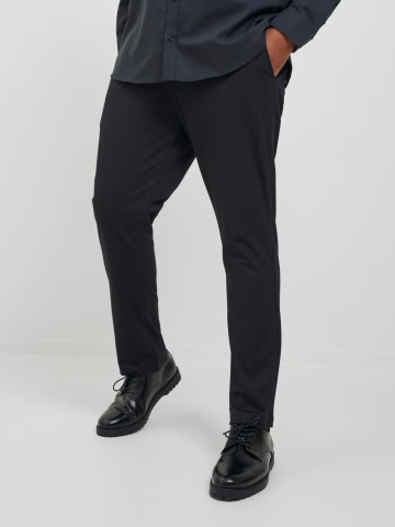 Jack & Jones Plus Pantaloni chino barbati big sizes, cu talie joasa si croiala Slim Fit, Negru