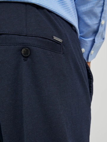 Jack & Jones Plus Pantaloni chino barbati big sizes, cu talie joasa si croiala Slim Fit, Bleumarin inchis - Img 4