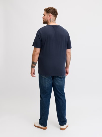Jack & Jones Plus Tricou barbati big sizes, imprimeu text cu logo, Bleumarin inchis - Img 2