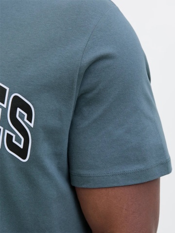 Jack & Jones Plus Tricou barbati big sizes, Relaxed Fit, imprimeu cu logo, Albastru inchis - Img 5