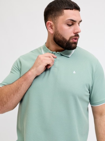 Jack & Jones Plus Tricou polo barbati big sizes, cu logo, Regular fit, Verde deschis - Img 3