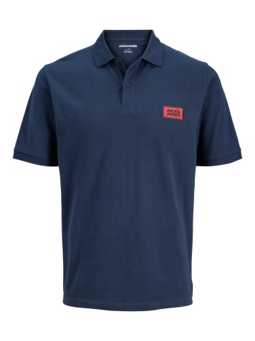 Jack & Jones Plus Tricou polo barbati big sizes, din piqué de bumbac, Regular fit, JJRUSH, Bleumarin inchis
