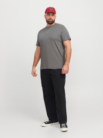 Jack & Jones Plus Tricou simplu barbati big sizes, Bradley, decolteu la baza gatului, Gri - Img 6