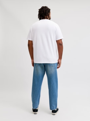Jack & Jones Plus Tricou simplu, barbati big sizes, din bumbac organic, Relaxed Fit, Alb - Img 7
