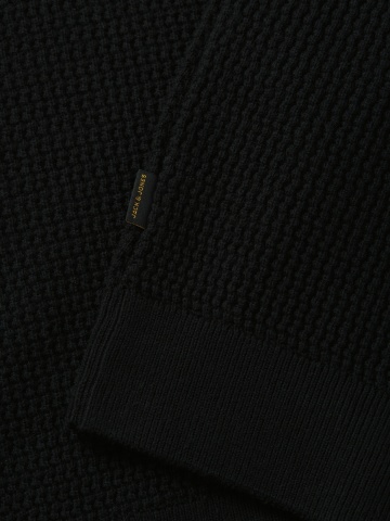 Jack & Jones Pulover barbati cu fermoar la baza gatului, din bumbac organic, JPRBLUSTANLEY, Negru - Img 4