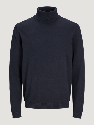 Jack & Jones Pulover barbati, simplu cu guler inalt, Bleumarin inchis - Img 8