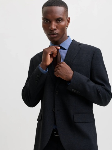 Jack & Jones Sacou barbati, din amestec de lana, Slim fit, JPRSOLARIS, Bleumarin inchis - Img 3