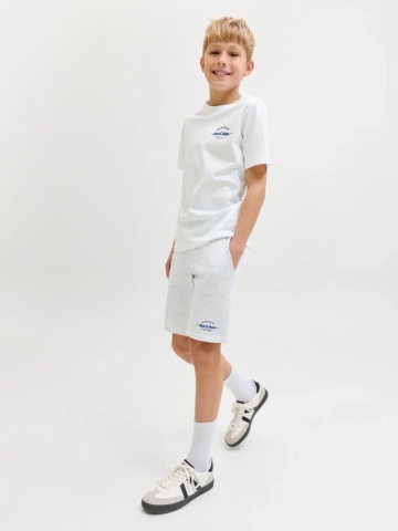 Jack & Jones Set pantaloni scurti si tricou baieti, din bumbac, Regular fit, Alb - Img 5
