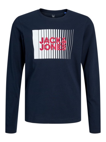 Jack & Jones Tricou baieti la baza gatului, cu maneca lunga, din bumbac organic, Regular fit, Bleumarin inchis - Img 8