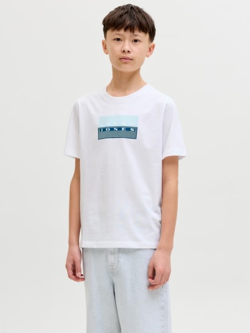Jack & Jones Tricou baieti, Regular fit la baza gatului, Alb