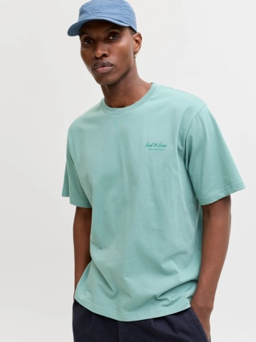 Jack & Jones Tricou barbati, din bumbac, Relaxed Fit, JJEARCHIVE, Verde deschis - Img 3