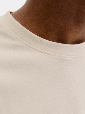 Jack & Jones Tricou barbati, JJESOHO TEE SS, la baza gatului, Relaxed Fit, Crem - Img 4