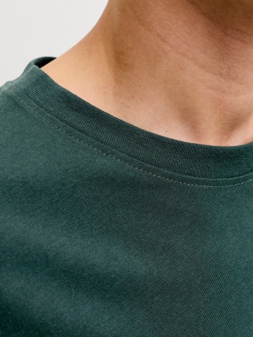 Jack & Jones Tricou barbati la baza gatului, din bumbac, Regular Fit, JJAERO, Verde inchis - Img 3