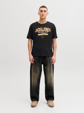 Jack & Jones Tricou cu decolteu la baza gatului, barbati, Standard fit, Negru - Img 6