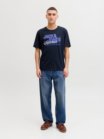 Jack & Jones Tricou cu decolteu la baza gatului, barbati, Standard fit, Bleumarin inchis - Img 6