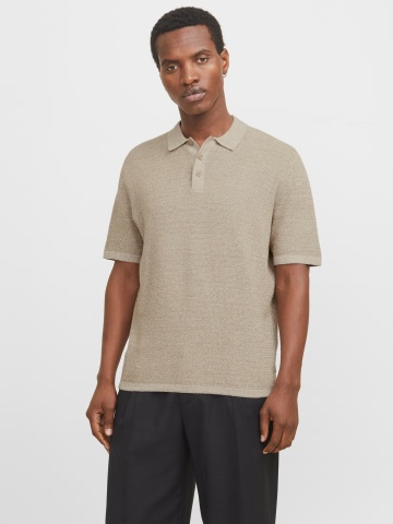 Jack & Jones Tricou polo barbati, cu aspect tricotat, Regular Fit, Maro