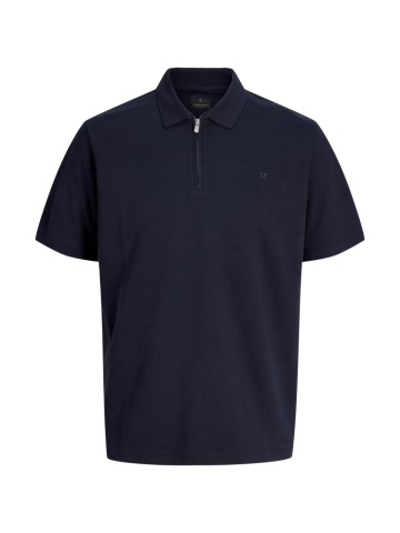 Jack & Jones Tricou polo barbati, cu fermoar, Regular Fit, JPRBLAETHAN, Bleumarin inchis - Img 8